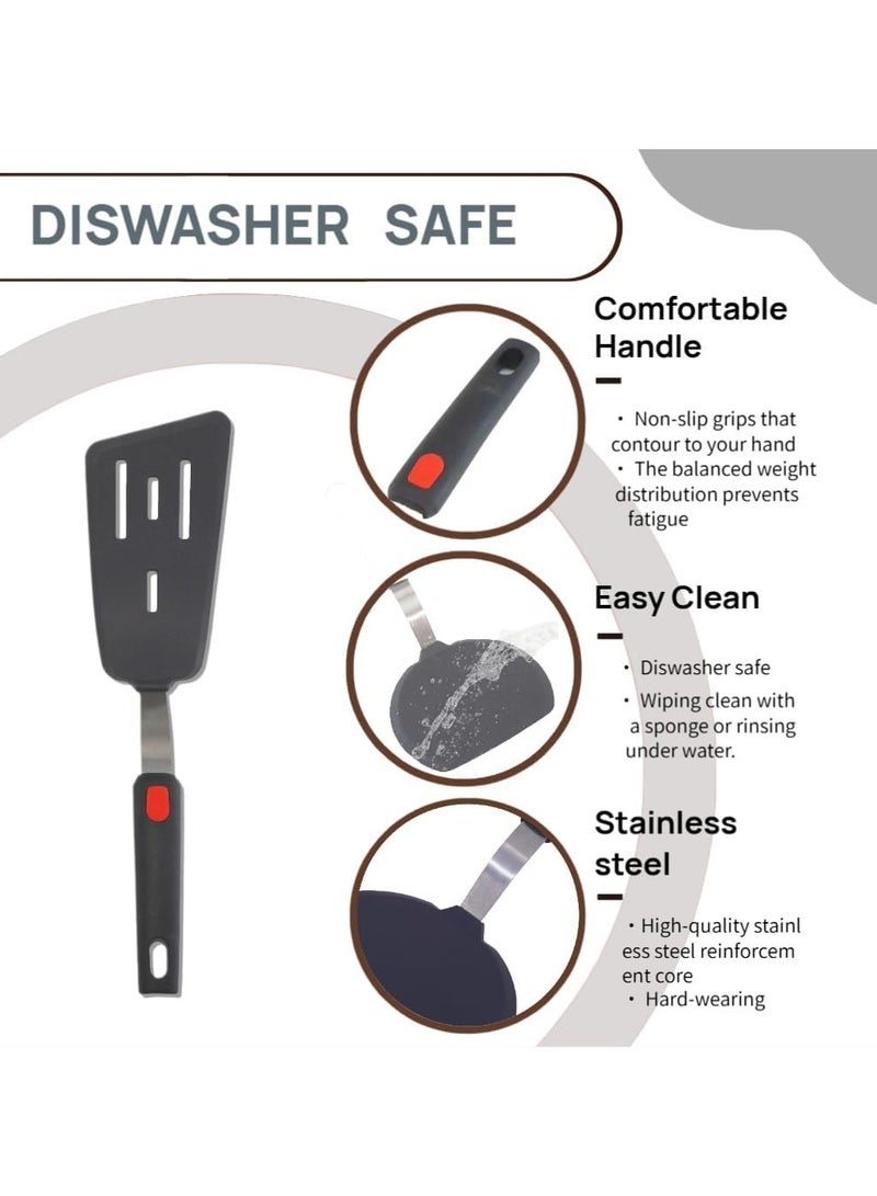Silicone Spatula Set, 600°F Heat-Resistant, 4-Piece Set for Nonstick Cookware, Includes Stainless Steel Cooking Utensils, Dishwasher Safe, Flexible Spatula Ideal for Omelets, Pancakes, Fish, and Burgers - Image 4